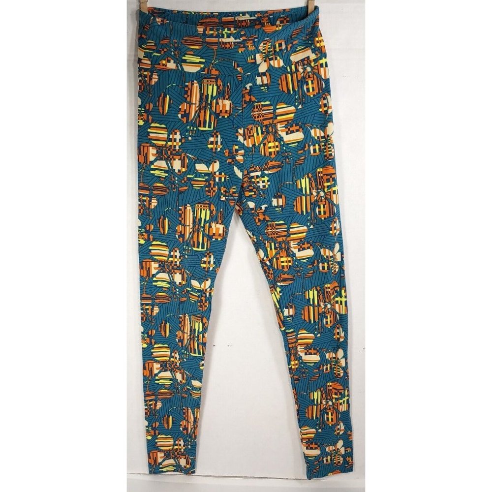 LuLaRoe Womens Pants/Capris: Elastic Waist/Spandex -  One Size Green/Orange